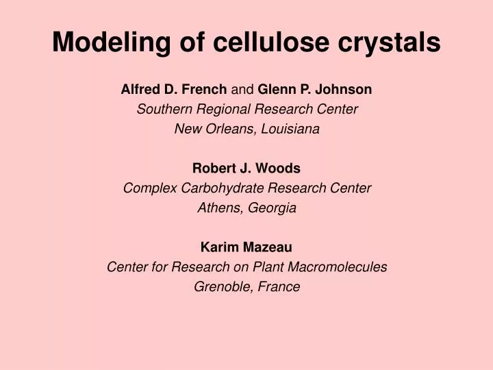 modeling of cellulose crystals