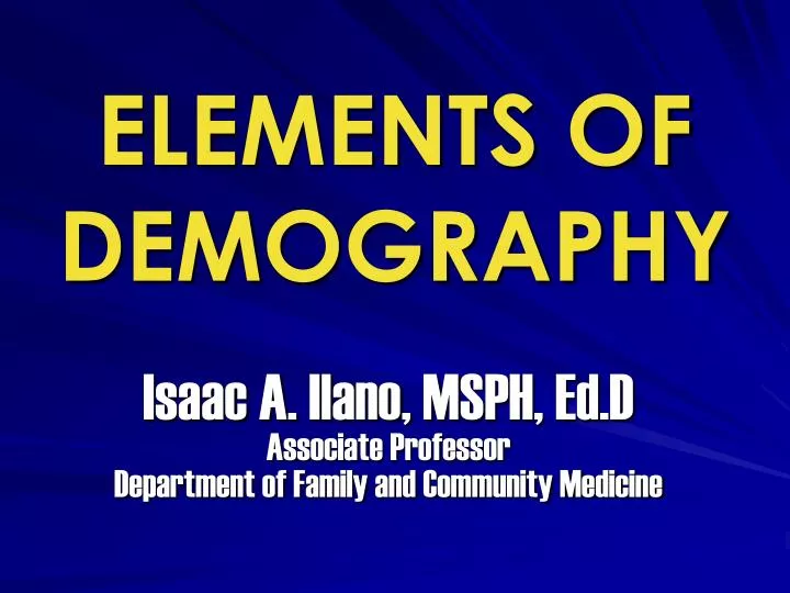 elements of demography