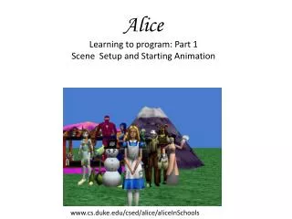 Alice Learning to program: Part 1 Scene Setup and Starting Animation