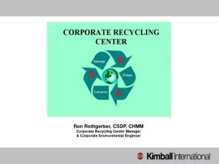 Ron Rothgerber, CSDP, CHMM Corporate Recycling Center Manager