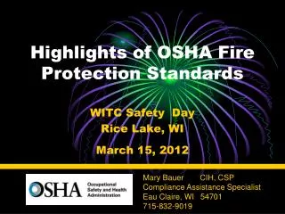 Highlights of OSHA Fire Protection Standards
