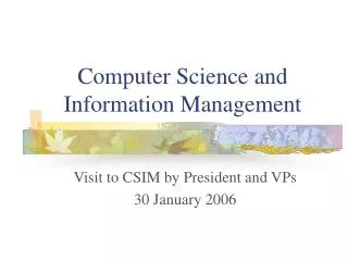 Computer Science and Information Management