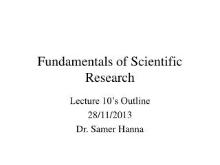 Fundamentals of Scientific Research