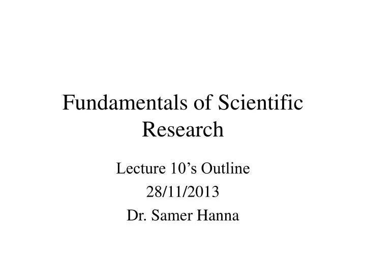 fundamentals of scientific research