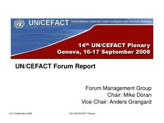14 th UN/CEFACT Plenary Geneva, 16-17 September 2008
