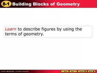 Learn to describe figures by using the terms of geometry.