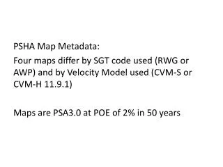 PSHA Map Metadata: