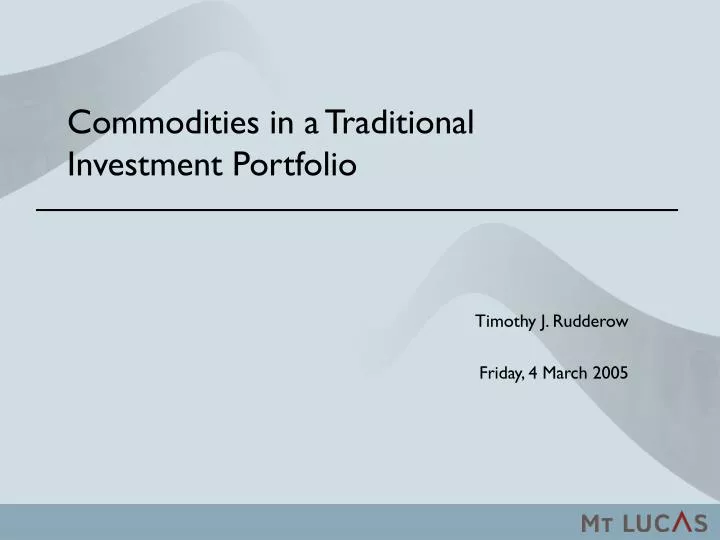 commodities in a traditional investment portfolio
