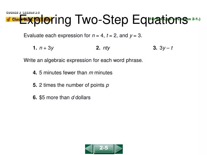 exploring two step equations