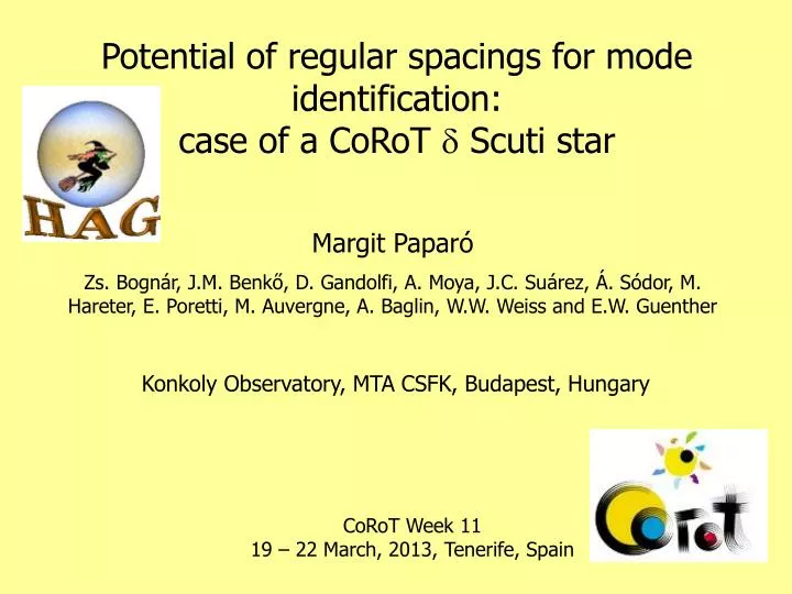 potential of regular spacings for mode identification case of a corot d scuti star