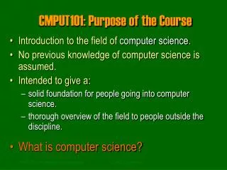 cmput101 purpose of the course