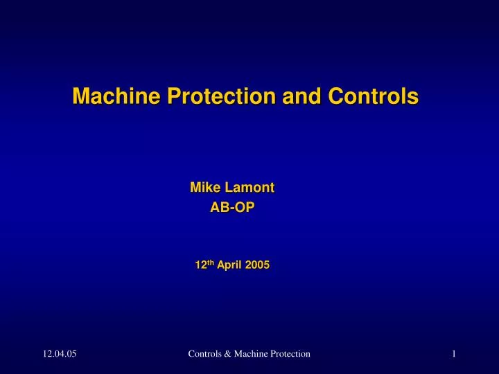 machine protection and controls