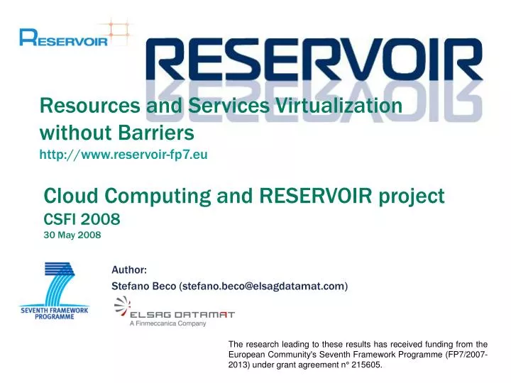 cloud computing and reservoir project csfi 2008 30 may 2008