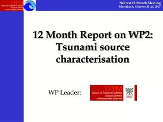 12 Month Report on WP2: Tsunami source characterisation