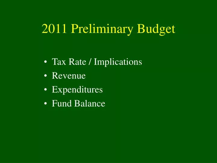 2011 preliminary budget