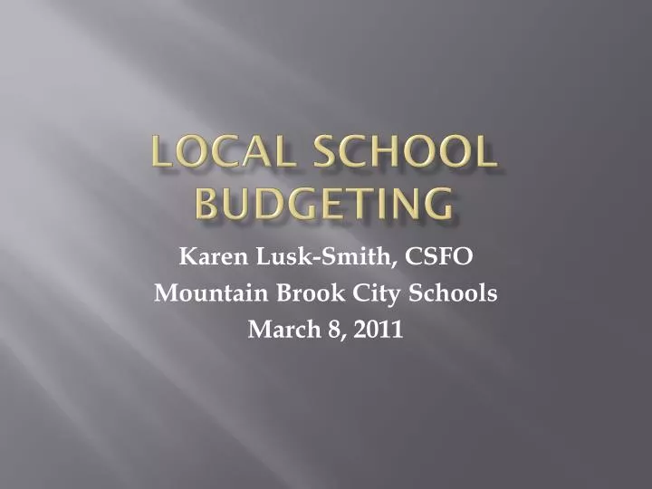 local school budgeting