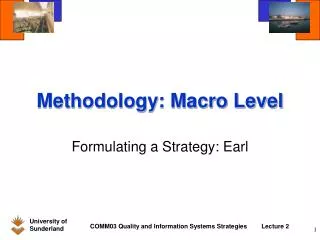Methodology: Macro Level