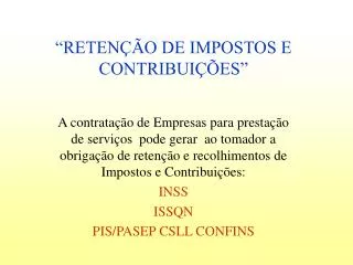reten o de impostos e contribui es