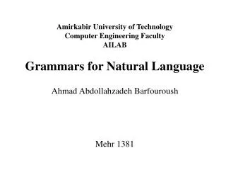 Amirkabir University of Technology Computer Engineering Faculty AILAB