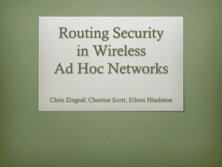 routing security in wireless ad hoc networks
