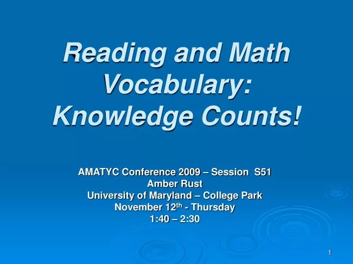 reading and math vocabulary knowledge counts