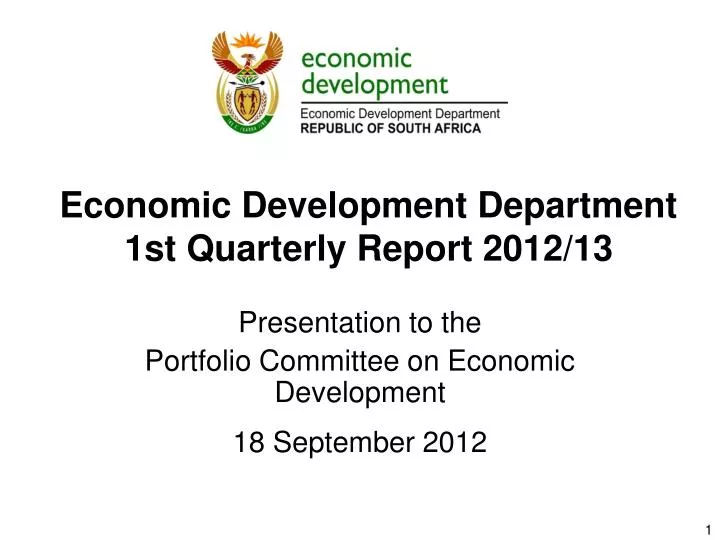 economic development department 1st quarterly report 2012 13