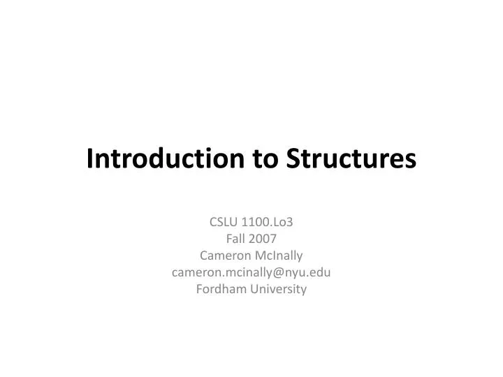 introduction to structures