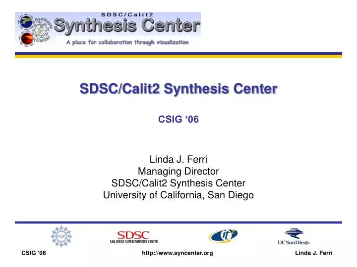 sdsc calit2 synthesis center csig 06
