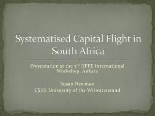 Systematised Capital Flight in South Africa