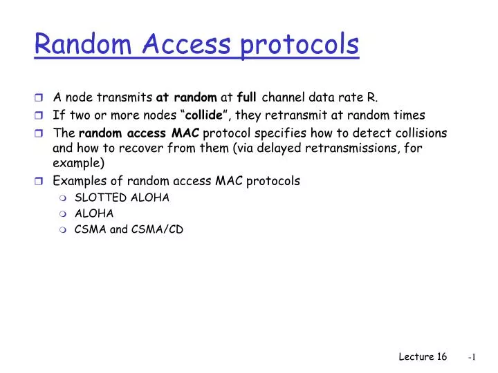 random access protocols