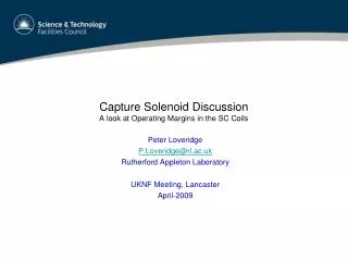 Capture Solenoid Discussion A look at Operating Margins in the SC Coils