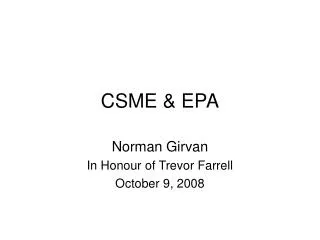 CSME &amp; EPA