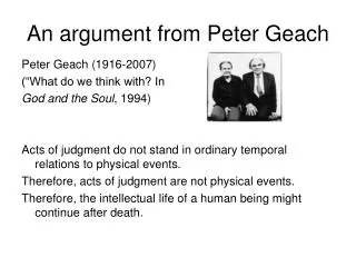 An argument from Peter Geach