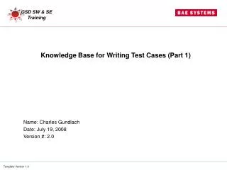 Knowledge Base for Writing Test Cases (Part 1)