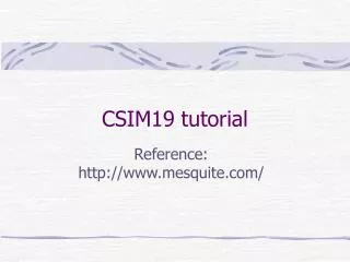 CSIM19 tutorial