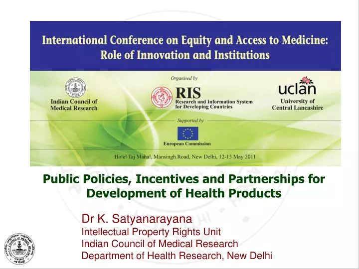 public policies incentives and partnerships for development of health products