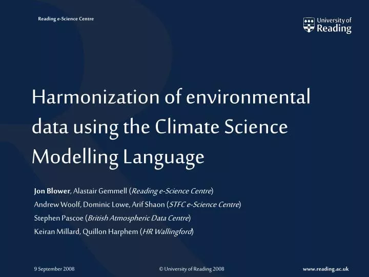 harmonization of environmental data using the climate science modelling language