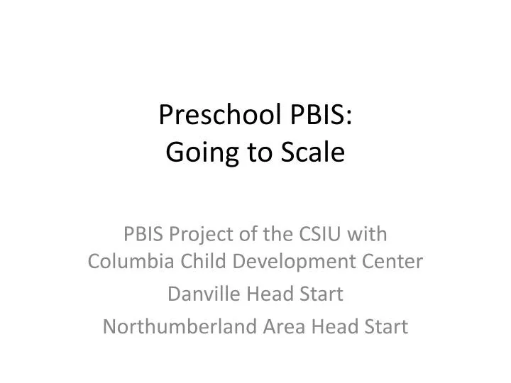 preschool pbis going to scale