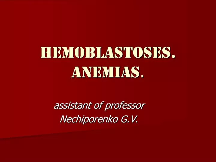 hemoblastoses anemias