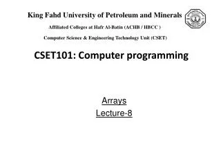 Arrays Lecture-8