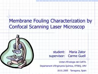 Membrane Fouling Characterization by Confocal Scanning Laser Microscop