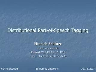 Distributional Part-of-Speech Tagging