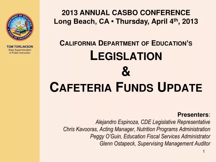california department of education s legislation cafeteria funds update