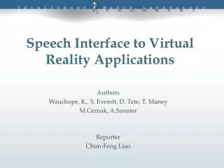 Speech Interface to Virtual Reality Applications