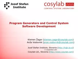 Program Generators and Control System Software Development