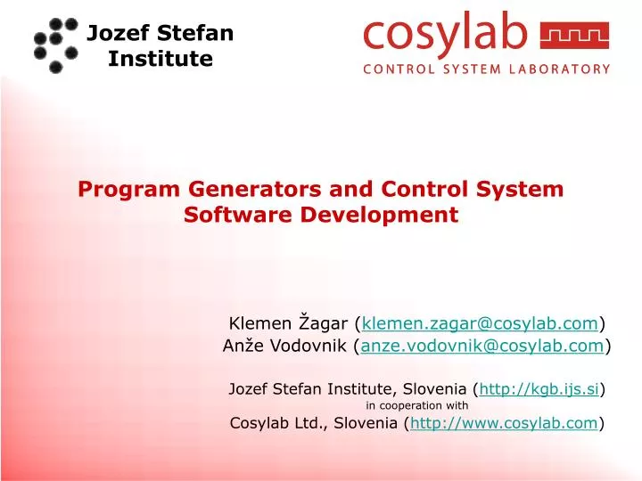 program generators and control system software development