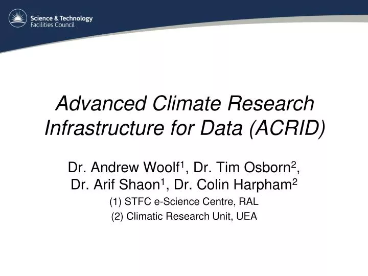 advanced climate research infrastructure for data acrid