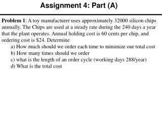 Assignment 4: Part (A)