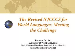 The Revised NJCCCS for World Languages: Meeting the Challenge