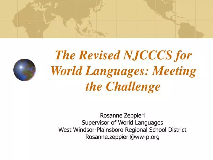 the revised njcccs for world languages meeting the challenge